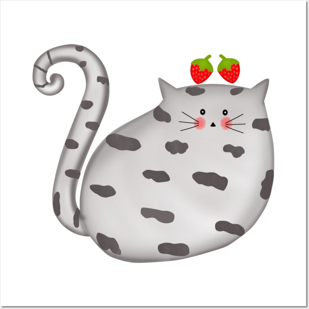 Cute fat cat Wall Art by Onanong art design shop.